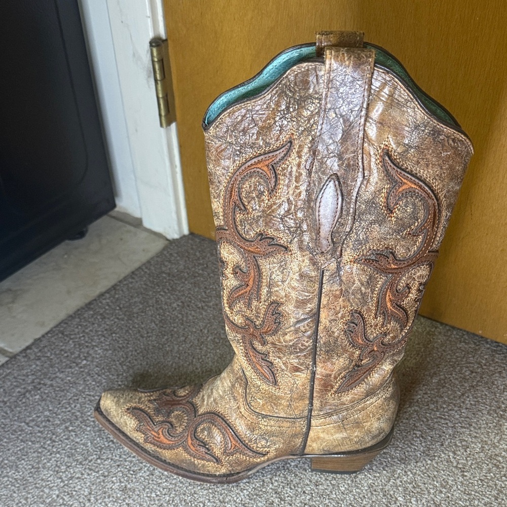 Corral Cognac/Brown Patch Boots C2902 Size 7 - Picture 5 of 9